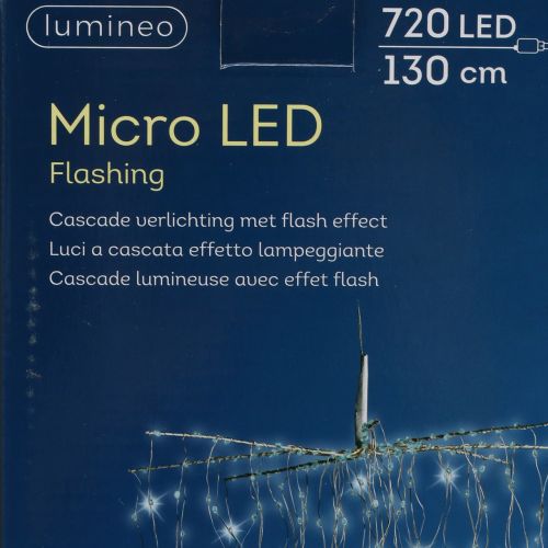 Floristik24 Kaskada świetlna Micro-LED zimna biel 720s H130cm