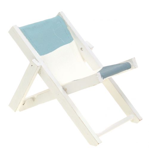 Deco Deckchair White-Blue-Grey H10cm