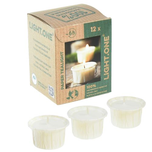 Floristik24 Light.one papierowe podgrzewacze naturalne bez plastiku wegańskie 12 szt