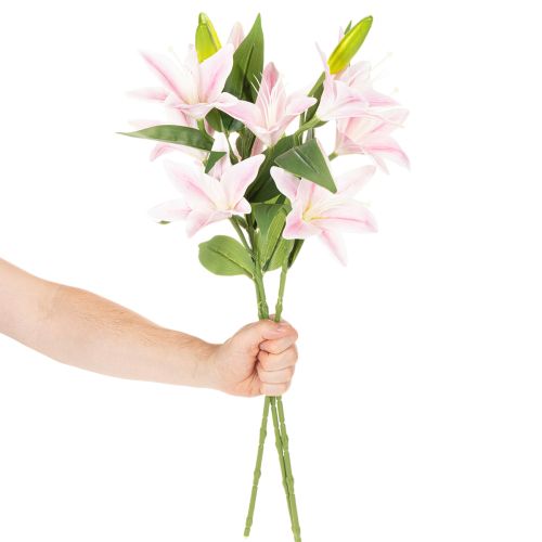Sztuczny kwiat lilii, kwiat łodygowy, dekoracja, 68 cm, 3 sztuki | Floristik24.pl