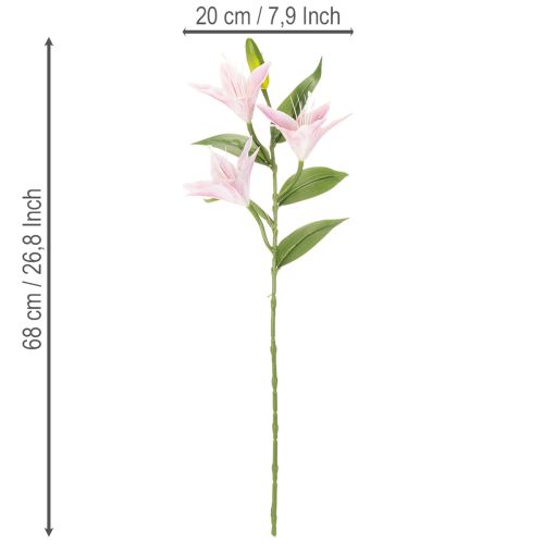 Sztuczny kwiat lilii, kwiat łodygowy, dekoracja, 68 cm, 3 sztuki | Floristik24.pl