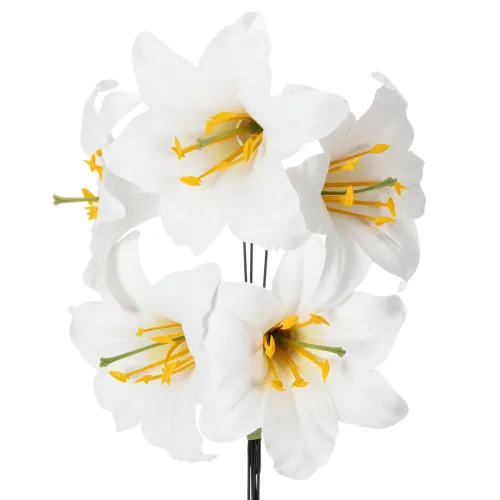 Sztuczny kwiat lilii, biały, na drucie, średni, 35 cm, 5 sztuk kupić | Floristik24.pl