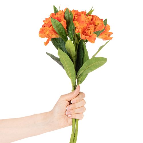 Sztuczny kwiat Alstroemeria Pomarańcza, sztuczna dekoracja bukietu, 75 cm, 3 sztuki | Floristik24.pl