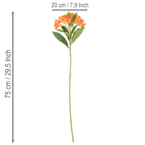 Sztuczny kwiat Alstroemeria Pomarańcza, sztuczna dekoracja bukietu, 75 cm, 3 sztuki | Floristik24.pl