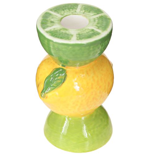 Produkt Świecznik dekoracyjny limonkowo-cytrynowy ceramiczny wys. 10,5cm 2szt.