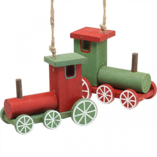 Produkt Lokomotywa ozdoby choinkowe drewno czerwone, zielone 8,5 × 4 × 7cm 4szt