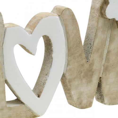Floristik24 Dekoracja stołu "Love", dekoracja drewniana z sercem i motylem naturalny, biały dł.24cm wys.17,5cm
