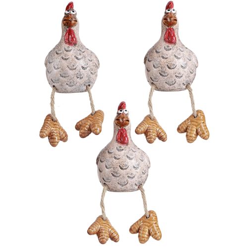 Floristik24 Zabawny kurczak dekoracja ceramiczna stołek krawędziowy Wielkanoc 9,5 cm 3 szt