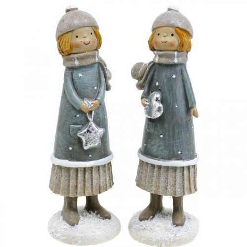Deco figurki zimowe figurki dziecięce dziewczynki wys. 14,5 cm 2szt