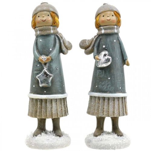 Produkt Deco figurki zimowe figurki dziecięce dziewczynki wys. 14,5 cm 2szt