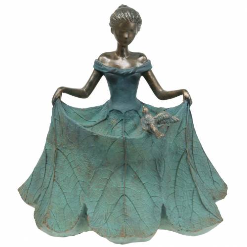 Produkt Ptasia figurka ogrodowa do kąpieli dziewczyna w kwiecistej sukience wys. 33,5 cm