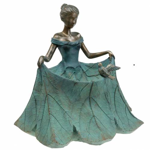 Floristik24 Ptasia figurka ogrodowa do kąpieli dziewczyna w kwiecistej sukience wys. 33,5 cm