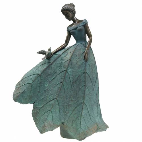Floristik24 Figura ogrodowa dziewczyna w kwiecistej sukience brąz/zielona H52.5cm