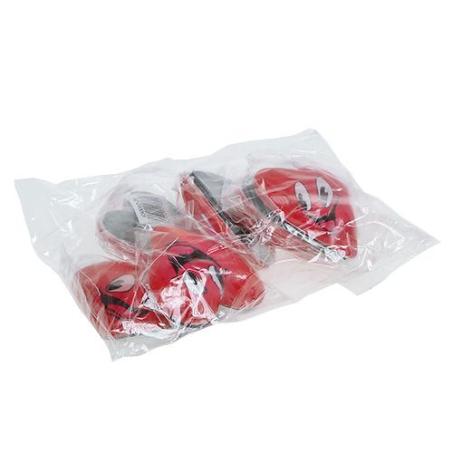 Floristik24 Magnesowe serce buźka czerwone 4cm 6szt