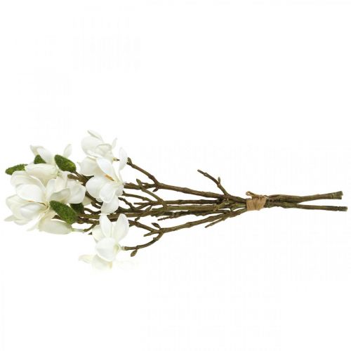 Floristik24 Sztuczne gałązki magnolii biała gałązka dekoracyjna wys. 40 cm 4 szt. w pęczku