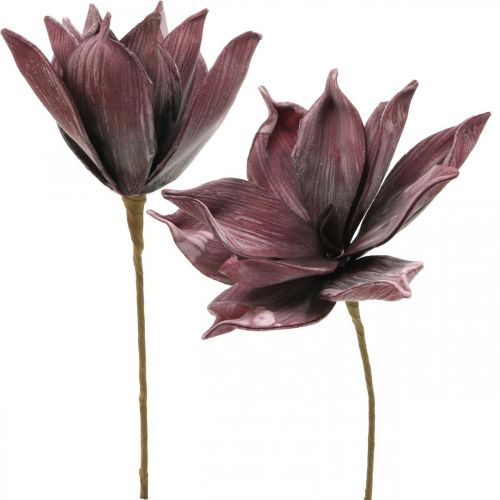 Floristik24 Sztuczny kwiat magnolii fioletowy kwiat piankowy Ø10cm 6szt