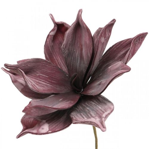 Floristik24 Sztuczny kwiat magnolii fioletowy kwiat piankowy Ø10cm 6szt