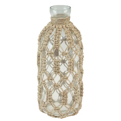 Produkt Wazon dekoracyjny ze szkła makramowego w butelce, naturalna juta Ø10,5cm W26cm