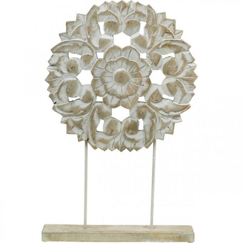 Floristik24 Mandala kwiatowa, dekoracja drewniana na miejsce, dekoracja letnia, dekoracja stołu shabby chic naturalny, biały wys. 54,5 cm Ø34 cm