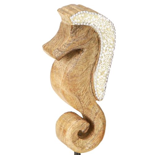 Produkt Dekoracja z drewna mango konik morski z perłami dekoracja stołu marynistyczna 20cm