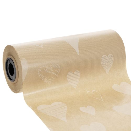 Papier do mankietów 25 cm 100 m naturalne serca – Papier florystyczny odporny na wilgoć kupić | Floristik24.pl