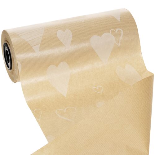 Papier do mankietów 25 cm 100 m naturalne serca – Papier florystyczny odporny na wilgoć | Floristik24.pl