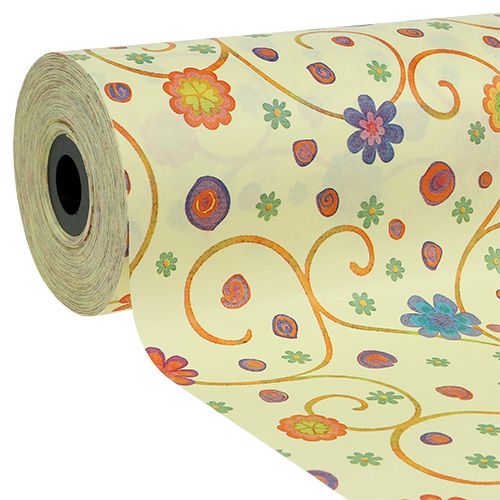 Papier mankietowy 25cm 100m kremowy w kwiaty