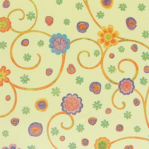 Floristik24 Papier mankietowy 25cm 100m kremowy w kwiaty