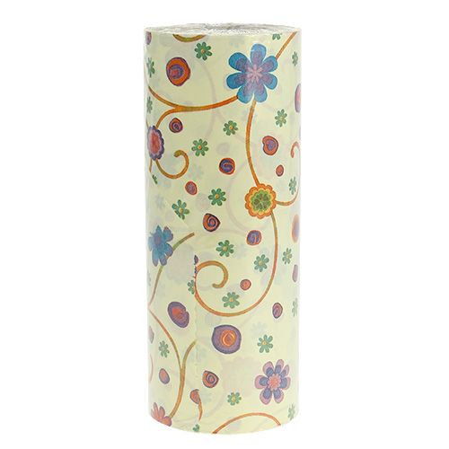 Floristik24 Papier mankietowy 25cm 100m kremowy w kwiaty