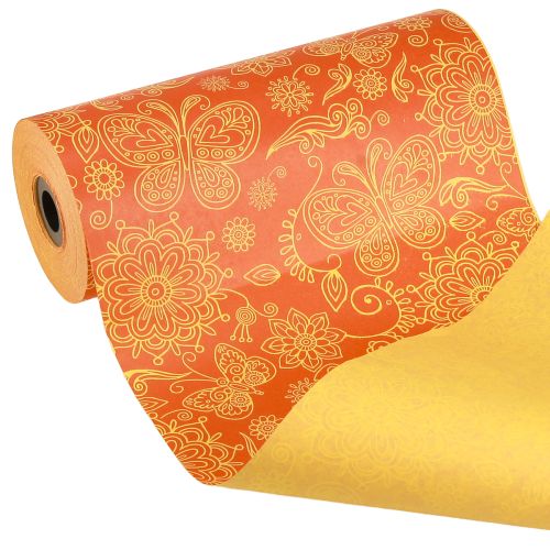 Floristik24 Papier do mankietów Pomarańczowy Żółty Lato 25cm 100m