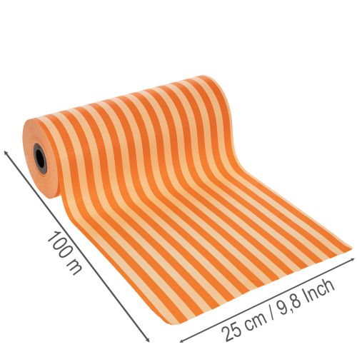 Papier do mankietów w rolce, pomarańczowy w paski, 25 cm x 100 m | Floristik24.pl