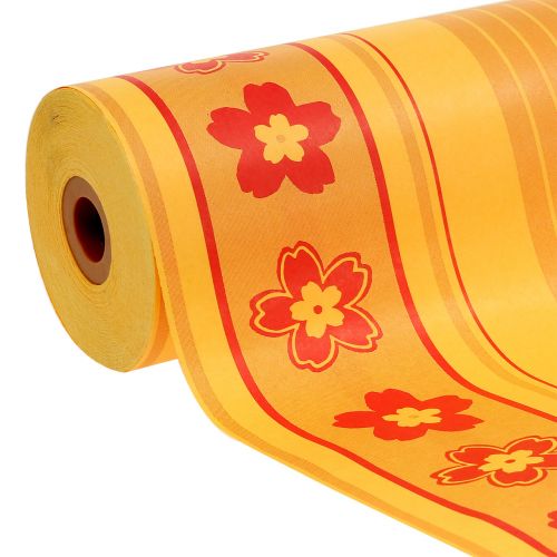 Floristik24 Papier mankietowy kwiatowy wzór 37,5cm 100m żółty, czerwony