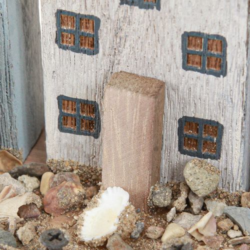 Produkt Morskie domy dekoracyjne drewniana wioska rybacka niebiesko-biała 26×16×10cm