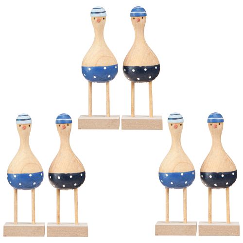 Produkt Morskie mewy dekoracyjne z drewna niebieskie granatowe wys. 14cm 6 szt