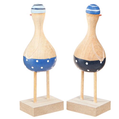 Produkt Morskie mewy dekoracyjne z drewna niebieskie granatowe wys. 14cm 6 szt