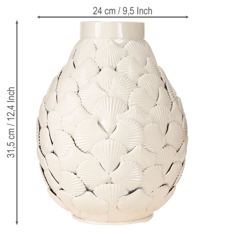 Produkt Wazon Dekoracyjny Morski Wazon Metalowy Muszle Szary Biały Ø24cm H31.5cm