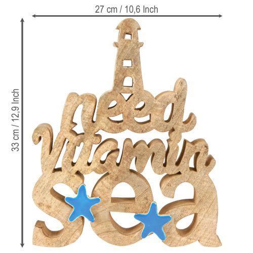 Produkt Morska dekoracja drewniana „Potrzebuję witaminy morskiej” drewno mango 27×33cm