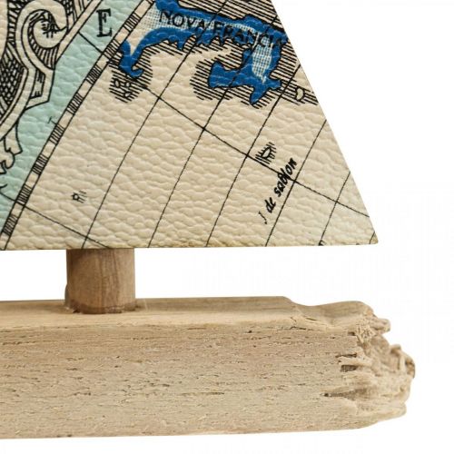 Floristik24 Dekoracja marynistyczna żaglówka drewniana zawieszka na statek deco mała wys.12cm 3szt