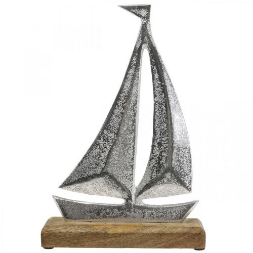 Floristik24 Dekoracja marynistyczna, ozdobna żaglówka metalowa, ozdobny statek wys. 16,5 cm