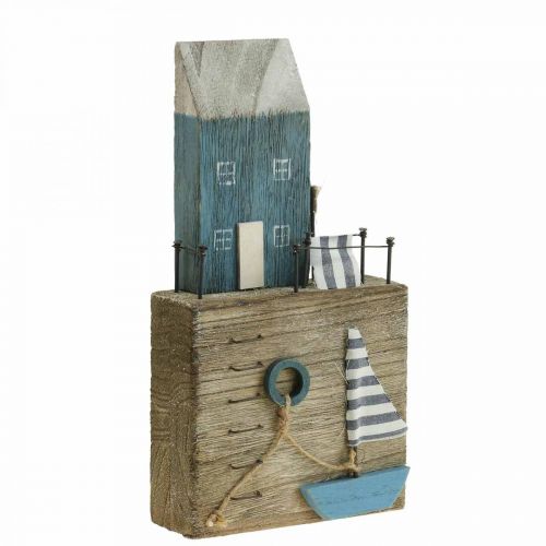 Morska drewniana dekoracja promenady portowej Shabby Chic wys. 25,5cm