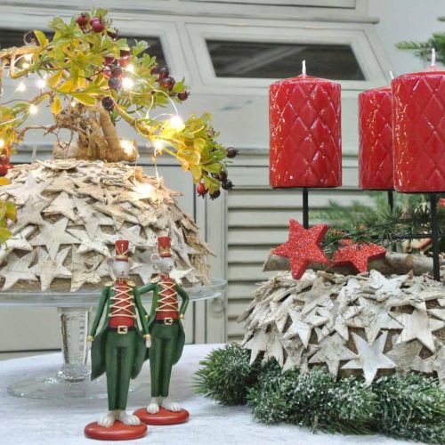 Floristik24 Mysz świąteczna dekoracyjna mysz figurowa w mundurze 6 × 4,5 × H14,5 cm 2 szt.