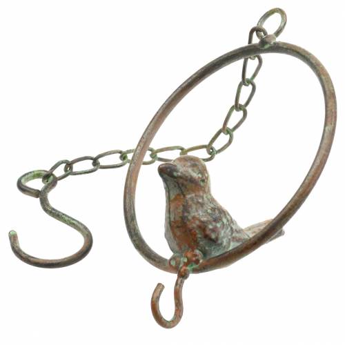Produkt Ptak w pierścieniu jako wieszak na żywność brązowo-zielony metal Ø9,8cm L32,5cm