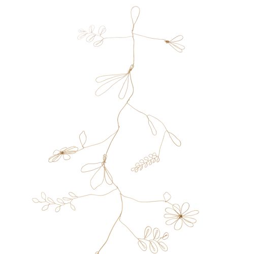 Produkt Girlanda dekoracyjna z metalowych kwiatów, drut na wianek kwiatowy, letnia dekoracja, dekoracja ścienna, złota, 110 cm