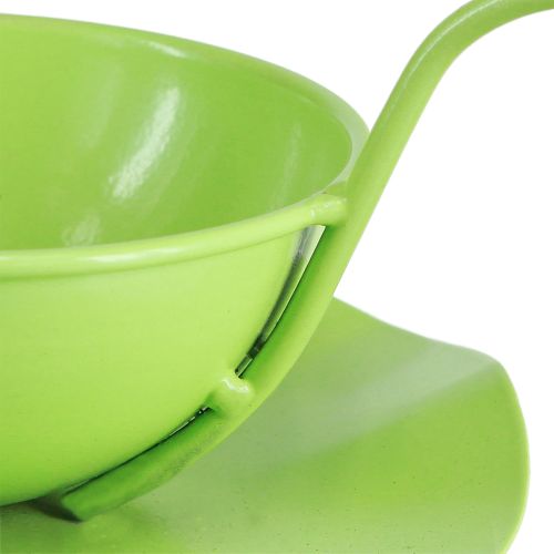 Produkt Filiżanka dekoracyjna metalowa ze spodkiem jasnozielona W8cm Ø11,5cm 2szt
