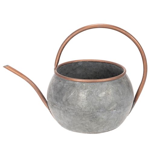 Metalowa dekoracyjna konewka, styl vintage, rustykalny, dekoracja ogrodu, do sadzenia, srebrno-miedziana, dł. 41 cm, Ø26 cm, wys. 30 cm | Floristik24.pl