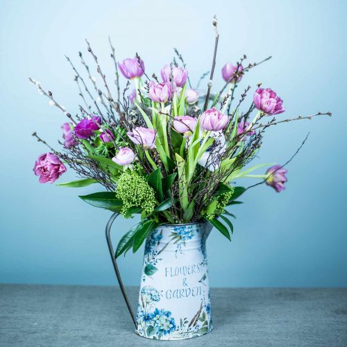 Floristik24 Doniczka Wazon Kwiaty Niebieski, Zielony Dekoracja Ogrodowa Planter Metal 23cm
