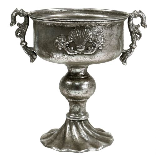 Floristik24 Metalowy puchar antyczny w kolorze srebrnym Ø18cm H30cm