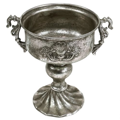 Floristik24 Metalowy puchar antyczny w kolorze srebrnym Ø18cm H30cm