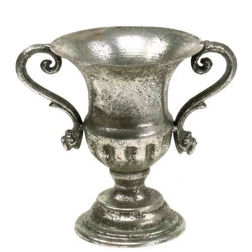 Floristik24 Metalowy puchar Antique Look Silver Ø12,5cm H16,5cm