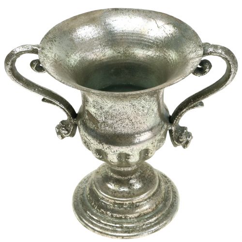 Floristik24 Metalowy puchar Antique Look Silver Ø12,5cm H16,5cm